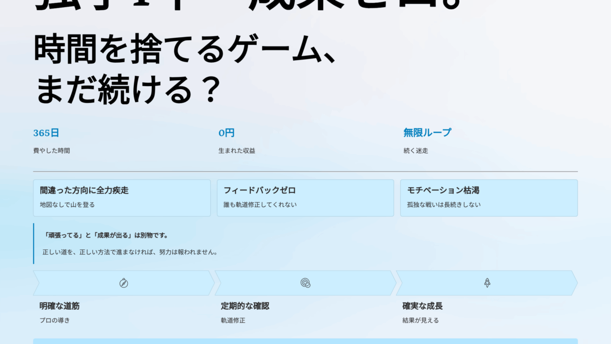 独学1年＝成果ゼロ。時間を捨てるゲーム、まだ続ける？