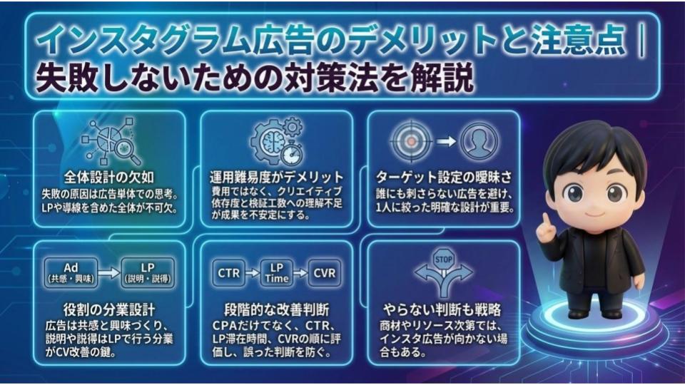 インスタグラム広告のデメリットと注意点｜失敗しないための対策法を解説