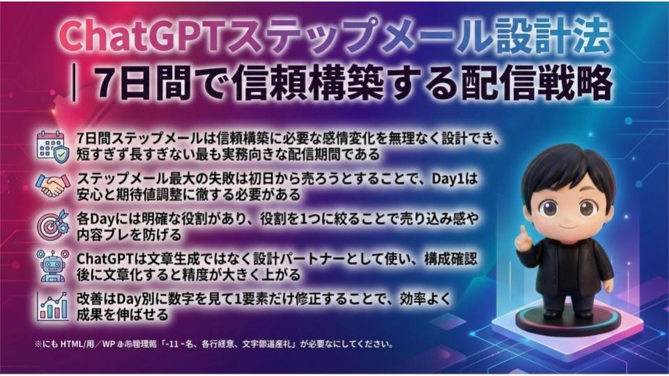 ChatGPTステップメール設計法｜7日間で信頼構築する配信戦略