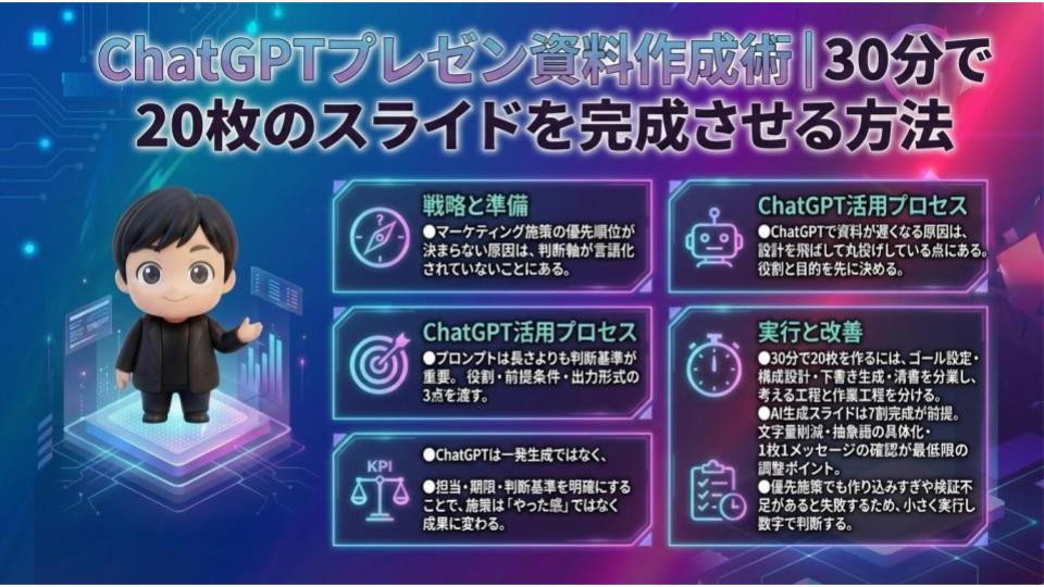 ChatGPTプレゼン資料作成術｜30分で20枚のスライドを完成させる方法