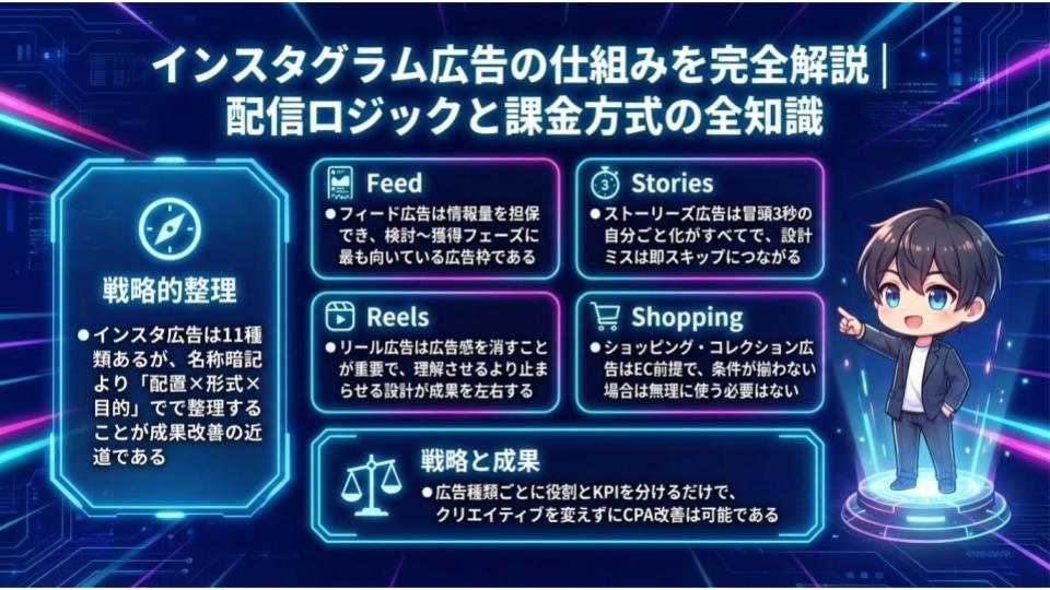 インスタグラム広告の種類11選｜フィード・ストーリーズ・リールの使い分け完全版