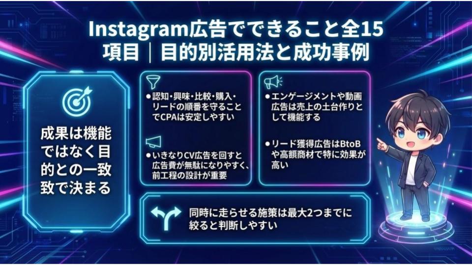 Instagram広告でできること全15項目｜目的別活用法と成功事例