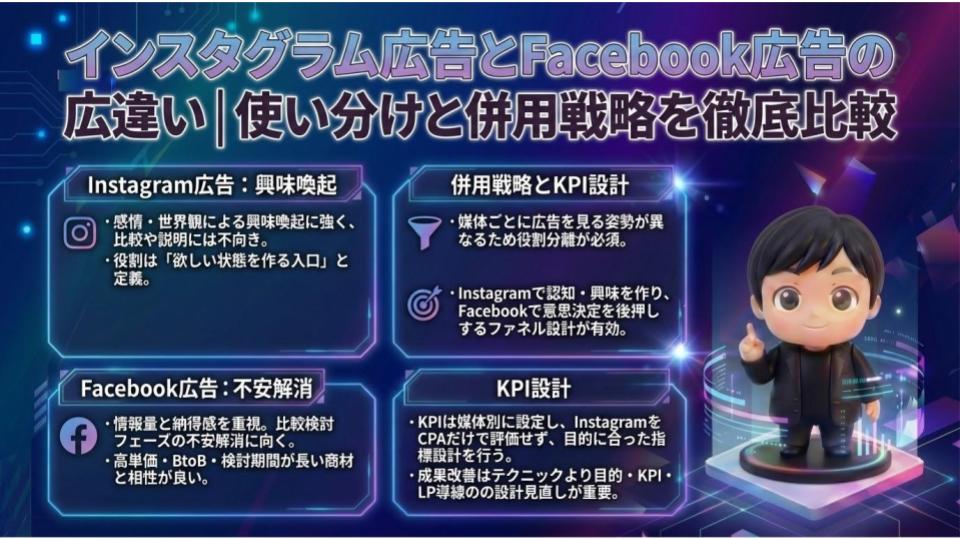 インスタグラム広告とFacebook広告の違い｜使い分けと併用戦略を徹底比較