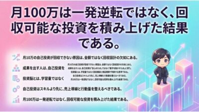 月10万の自己投資で月100万は狙える。“投資脳”がすべて。
