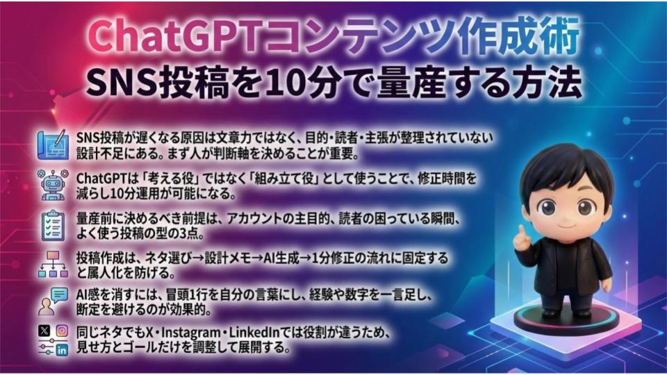 ChatGPTコンテンツ作成術｜SNS投稿を10分で量産する方法
