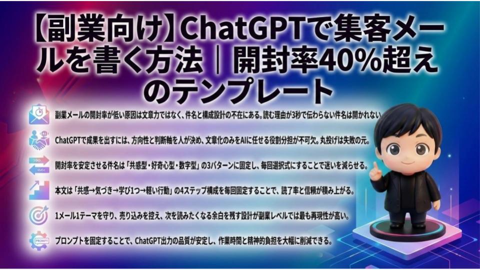 【副業向け】ChatGPTで集客メールを書く方法｜開封率40%超えのテンプレート