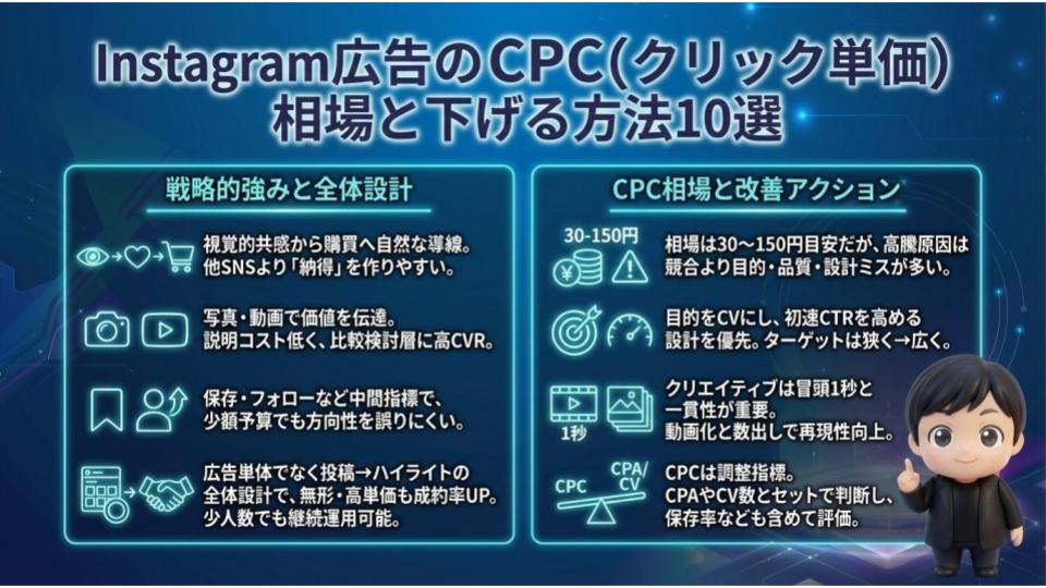 Instagram広告のCPC(クリック単価)相場と下げる方法10選