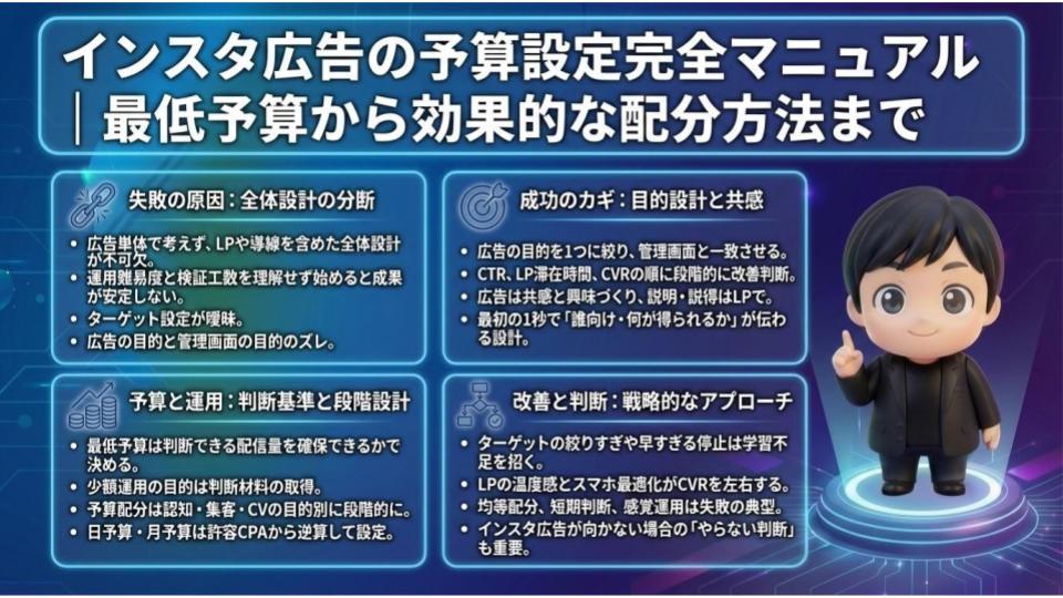 インスタ広告の予算設定完全マニュアル｜最低予算から効果的な配分方法まで