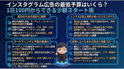 インスタグラム広告の最低予算はいくら?1日100円からできる少額スタート術