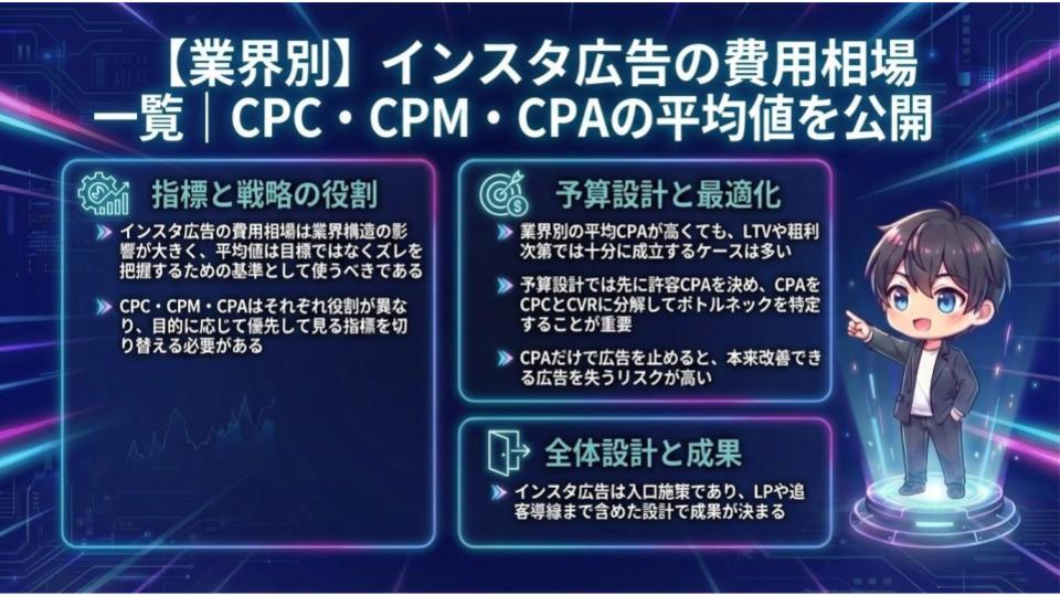 【業界別】インスタ広告の費用相場一覧｜CPC・CPM・CPAの平均値を公開